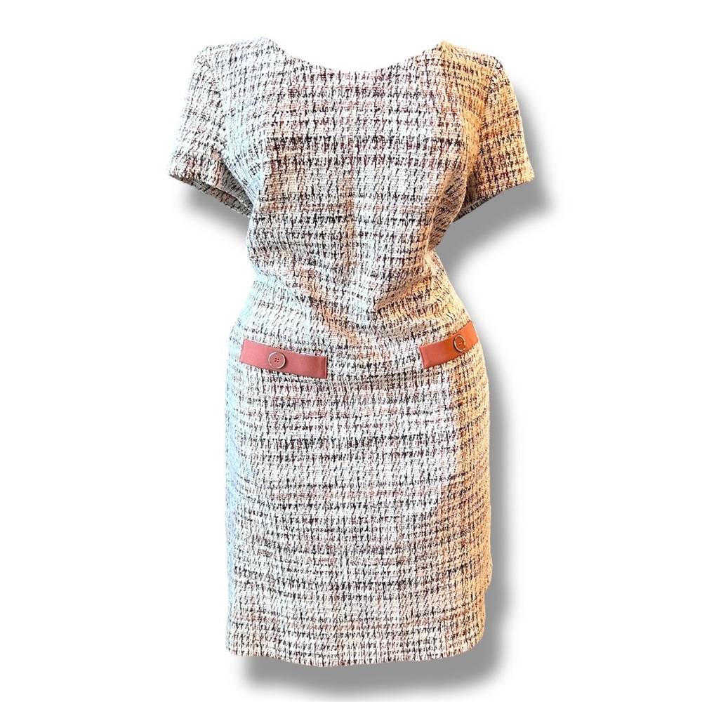 Connected Apparel Tweed Pocket Detail Dress in Terracotta from Nordstrom Size 10